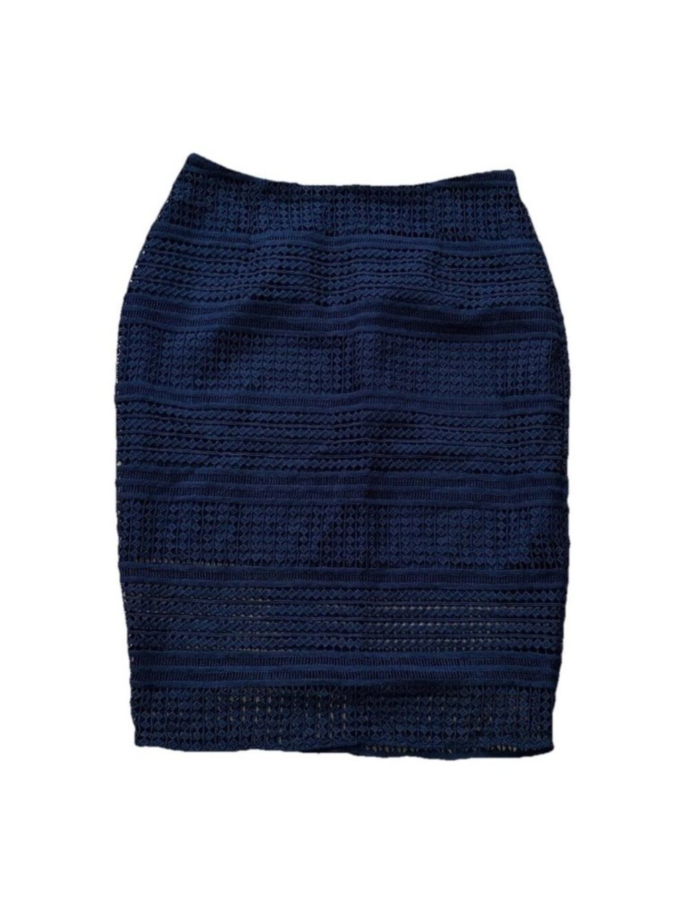 Cupcakes And Cashmere Skirt Women’s 6 Navy Blue Crochet Lace Overlay Pencil